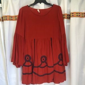 Orange and blue boho flowy dress